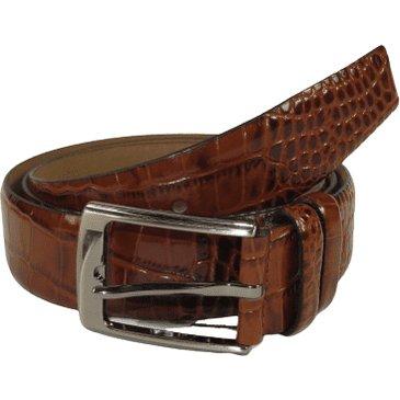 Men Genuine Leather Belt PIERO ROSSI Turkey Soft Crocodile print 1014 Cognac - J.Valintin Men's Wear Legend - 97395