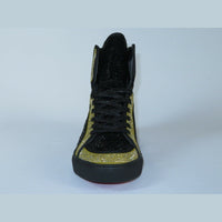 Men High Top Shoes By FIESSO AURELIO GARCIA ,Fancy Rhine stones 2402 Black Gold - J.Valintin Men's Wear Legend - 95011