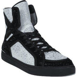 Men High Top Shoes By FIESSO AURELIO GARCIA ,Fancy Rhine stones 2402 Black White - J.Valintin Men's Wear Legend - 95005