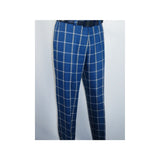 Men INSERCH premium Soft Cool Linen 2pc Walking Leisure suit 7098 Blue Plaid - J.Valintin Men's Wear Legend - 100696