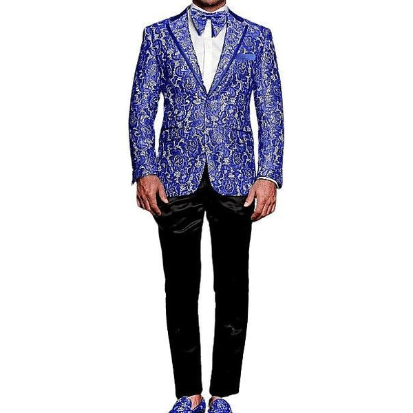 Men Insomnia Manzini Blazer Stage Performer Singer Prom MZN137 Royal Blue Lace - J.Valintin Men's Wear Legend - 6717