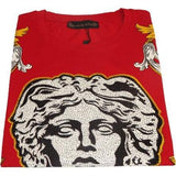 Men LAVERITA European Fashion Shirt Short Sleeves Medusa Floral Design 93361 Red - J.Valintin Men's Wear Legend - 99939