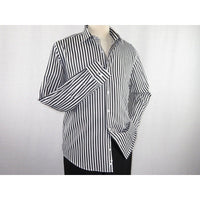 Men Makrom Shirt Cotton Blend wrinkle less Long Sleeves Stripe 6487 Black white - J.Valintin Men's Wear Legend - 74181