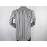 Men Makrom Shirt Cotton Blend wrinkle less Long Sleeves Stripe 6487 Black white - J.Valintin Men's Wear Legend - 74181