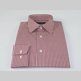 Men Mondego 100% Cotton Dress Sport Classic Business shirt A9100 Red checker box - J.Valintin Men's Wear Legend - 4408