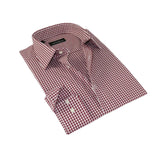 Men Mondego 100% Cotton Dress Sport Classic Business shirt A9100 Red checker box - J.Valintin Men's Wear Legend - 4408