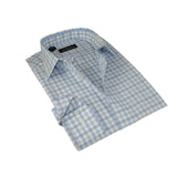 Men Mondego 100% Cotton Dress Sport Classic Business shirt sn100 blue checker - J.Valintin Men's Wear Legend - 4392