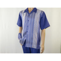 Men MONTIQUE 2pc Walking Leisure Suit Matching Set Short Sleeve 2227 Purple - J.Valintin Men's Wear Legend - 94765