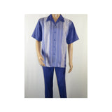 Men MONTIQUE 2pc Walking Leisure Suit Matching Set Short Sleeve 2227 Purple - J.Valintin Men's Wear Legend - 94765