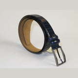 Men Navy Blue Genuine Leather Belt PIERO ROSSI Turkey Soft Full Grain #Navy line - J.Valintin Men's Wear Legend - 97303