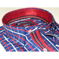 Men Oscar Banks Turkey Shirt All Egyptian Cotton Wrinkle less 5844 - 08 navy red - J.Valintin Men's Wear Legend - 72317