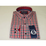 Men Oscar Banks Turkey Shirt All Egyptian Cotton Wrinkle less 5849 - 04 Red Check - J.Valintin Men's Wear Legend - 72291