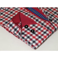 Men Oscar Banks Turkey Shirt All Egyptian Cotton Wrinkle less 5849 - 04 Red Check - J.Valintin Men's Wear Legend - 72291