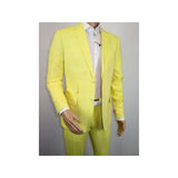 Men Premium 100% Linen Cocktail Suit by INSERCH Breathable and cool SU880 Yellow - J.Valintin Men's Wear Legend - 100654