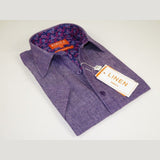 Men Premium Quality Soft Linen Sports Shirt INSERCH Short Sleeves SS717 Purple - J.Valintin Men's Wear Legend - 100722