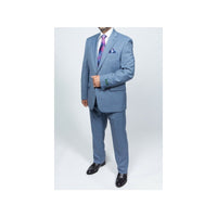 Men RALPH LAUREN Suit Wool Blend Two Button Shark Texture Formal 0278 Sky Blue - J.Valintin Men's Wear Legend - 18213