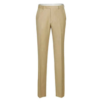 Men Renoir Flat Front Pants 100% Soft Wool Super 140's Classic Fit 508 - 4 Tan - J.Valintin Men's Wear Legend - 508 - 4 Pants - 30