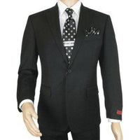 Men RENOIR Suit Solid Two Button Business Formal Classic Regular Fit 201 - 1 Black - J.Valintin Men's Wear Legend - 22369