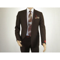 Men RENOIR suit Solid Two Button Business Formal Year Round Slim Fit 201 - 5 Brown - J.Valintin Men's Wear Legend - 92223