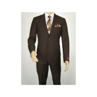 Men RENOIR suit Solid Two Button Business Formal Year Round Slim Fit 201 - 5 Brown - J.Valintin Men's Wear Legend - 92223