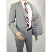 Men RENOIR suit Solid Two Button Business or Formal Slim Fit 202 - 2 Light gray - J.Valintin Men's Wear Legend - 202 - 2 - Lt Gray - 36S