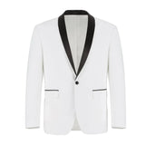 Men Renoir Tuxedo One Button Shawl Satin Lapel Formal Slim 201 - 16 Ivory/Black - J.Valintin Men's Wear Legend - 201 - 16 Shawl - 36S