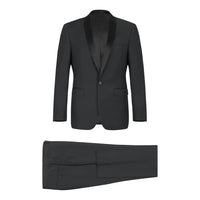 Men Renoir Tuxedo One Button Shawl Satin Lapel Formal Slim Fit 201 - 1 Black - J.Valintin Men's Wear Legend - 201 - 1 Shawl Tux - 36S