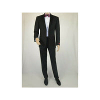 Men Renoir Tuxedo Two Button Notch Formal Satin Lapel Classic Fit 201 - 1 Black - J.Valintin Men's Wear Legend - 21662