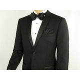 Men Renoir Wool Wedding Tuxedo Two Button Notch Formal Classic Fit 508 - 1 Black - J.Valintin Men's Wear Legend - 80386