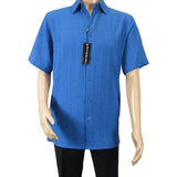 Men Short Sleeves Sport Shirt by BASSIRI Light Weight Soft Microfiber 60071 Blue - J.Valintin Men's Wear Legend - 99227