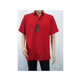 Men Short Sleeves Sports Shirt by BASSIRI Light Weight Soft Microfiber 60021 Red - J.Valintin Men's Wear Legend - 99161