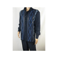 Men Silversilk 2pc Fancy walking leisure suit Italian woven knits 4407 Navy Blue - J.Valintin Men's Wear Legend - 98040