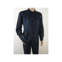 Men Silversilk 2pc Fancy walking leisure suit Italian woven knits 4411 Navy Blue - J.Valintin Men's Wear Legend - 98022