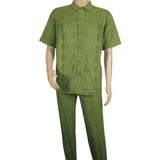 Men Silversilk 2pc walking leisure Matching Suit Italian woven knits 51016 Green - J.Valintin Men's Wear Legend - 100105