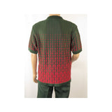 Men Silversilk 2pc walking leisure suit Italian woven knits 3115 Green Red - J.Valintin Men's Wear Legend - 95681