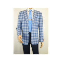 Men Sport Coat by Berlusconi Turkey Italian Wool Super 180's #671 - 07 Blue Plaid - J.Valintin Men's Wear Legend - 98958