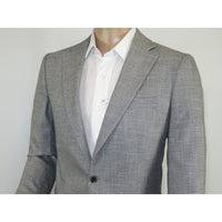 Men Sport Coat by Berlusconi Turkey Soft European Plaid #AT77 02 Gray Linen - J.Valintin Men's Wear Legend - 98939