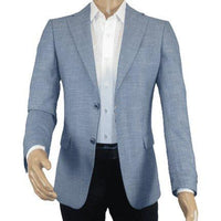 Men Sport Coat by Berlusconi Turkey Soft European Plaid #AT77 03 Blue Linen - J.Valintin Men's Wear Legend - 98933