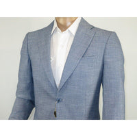 Men Sport Coat by Berlusconi Turkey Soft European Plaid #AT77 03 Blue Linen - J.Valintin Men's Wear Legend - 98933