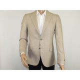 Men Sport Coat by Berlusconi Turkey Soft European Plaid #AT77 04 Tan Brown Linen - J.Valintin Men's Wear Legend - 98927