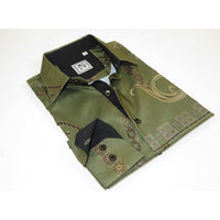 Men Sports Shirt by DE - NIKO Long Sleeves Fashion Print Soft Modal 2F008 Olive - J.Valintin Men's Wear Legend - 99359