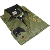 Men Sports Shirt by DE - NIKO Long Sleeves Fashion Print Soft Modal 2F008 Olive - J.Valintin Men's Wear Legend - 99359