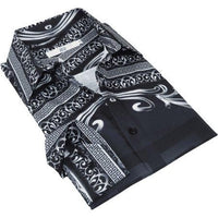 Men Sports Shirt by DE - NIKO Long Sleeves Fashion Print Soft Modal DNK6902 Black - J.Valintin Men's Wear Legend - 100141