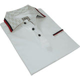 Men Sports Shirt DE - NIKO Short Sleeves Cotton Fashion Polo Shirt DBK113 White - J.Valintin Men's Wear Legend - 99353