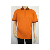 Men Sports Shirt DE - NIKO Short Sleeves Cotton Zipper Polo Shirt DBK104 Rust - J.Valintin Men's Wear Legend - 99341