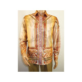 Men Sports Shirt PAZO by DE - NIKO Long Sleeves Medallion Print Soft DNK6903 Gold - J.Valintin Men's Wear Legend - 100613