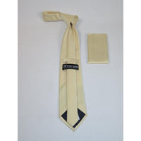 Men Stacy Adams Neck tie Hanky Set Business Formal Solid Color Satin S13 Beige - J.Valintin Men's Wear Legend - 24789