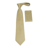 Men Stacy Adams Neck tie Hanky Set Business Formal Solid Color Satin S13 Beige - J.Valintin Men's Wear Legend - 24789