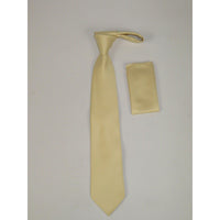 Men Stacy Adams Neck tie Hanky Set Business Formal Solid Color Satin S13 Beige - J.Valintin Men's Wear Legend - 24789