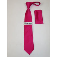 Men Stacy Adams Neck tie Hanky Set Business Formal Solid Satin S16 Hot Pink - J.Valintin Men's Wear Legend - 24792